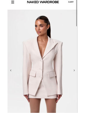 Women's Naked Wardrobe Power Suit Beige Blazer S